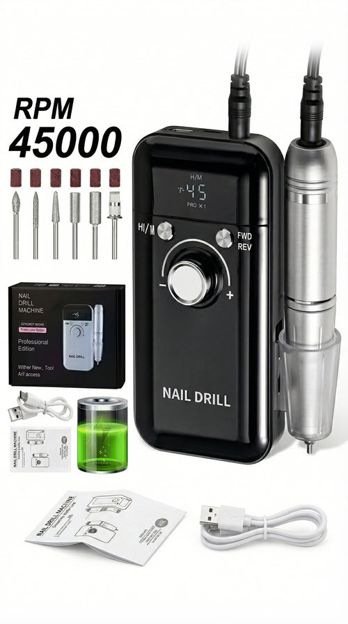 Professional Cordless Nail Drilling Machine Low Noise Rechargeable Nail Kit